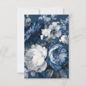 Modern Blues & Grey Bloemen Huwelijk RSVP Kaartje (Achterkant)