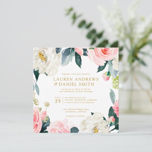 Modern Blush | Alles-in-één Gold CUSTOM 1 Kaart (Staand voorkant)