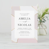 Modern Blush and Gold Foil Geometric Wedding Kaart (Staand voorkant)