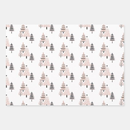 Modern Blush and Neutral Christmas Tree Inpakpapier Vel (Voorkant)