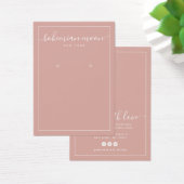 Modern blush and white script earring display card (Bureau)