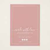 Modern blush and white script earring display card (Dos)