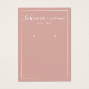 Modern blush and white script earring display card