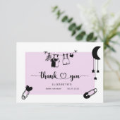 Modern Blush baby shower dank u kaart (Staand voorkant)