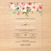 Modern Blush Bloemen Huwelijk Acryl Uitnodigingen (Voorkant)