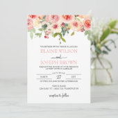 Modern Blush Bloemen Huwelijk Kaart (Staand voorkant)