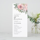 Modern Blush Bloemen Trouwprogramma Programma (Staand voorkant)
