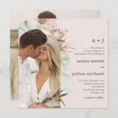 Modern Blush Boho Two Photo Wedding Kaart