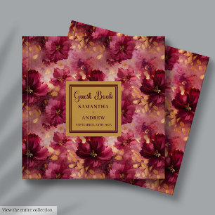 Modern Blush Bourgondië Goud Trouwen Gastboek Gift Gastenboek