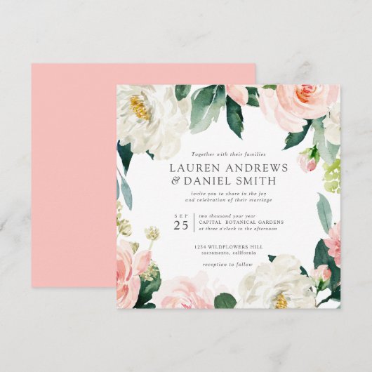 Modern Blush | Chinees bruiloft in Botanische Garl Kaart (Voorkant / Achterkant)