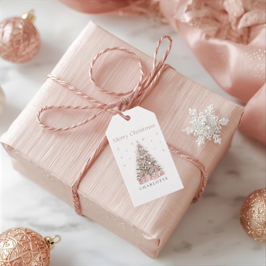 Modern Blush Christmas Tree – Personalized Holiday Cadeaulabel