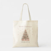 Modern Blush Christmas Tree Personalized Holiday Tote Bag (Achterkant)