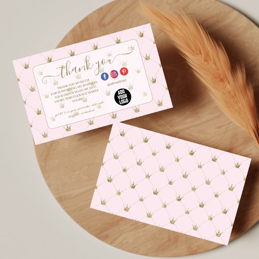 Modern Blush Crown Design Bedankkaart