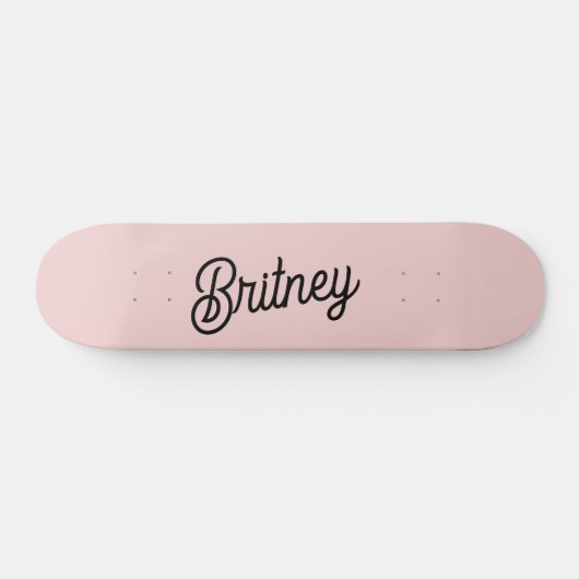 Modern Blush Dusty Roze Monogram en Naam Skateboard (Horizontaal)