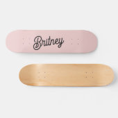 Modern Blush Dusty Roze Monogram en Naam Skateboard (Horizontaal)