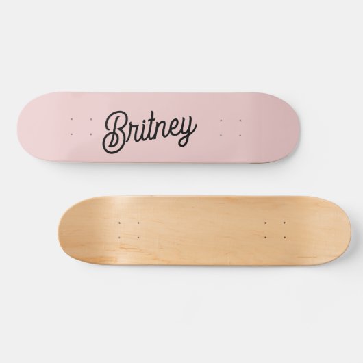 Modern Blush Dusty Roze Monogram en Naam Skateboard (Horizontaal)