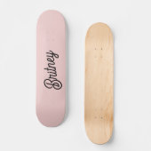 Modern Blush Dusty Roze Monogram en Naam Skateboard (Voorkant)