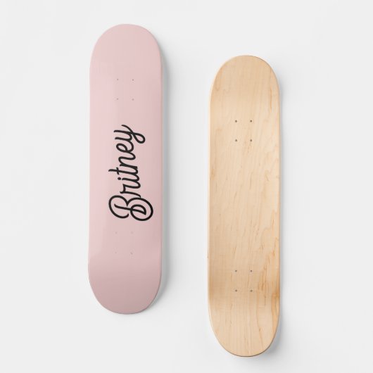 Modern Blush Dusty Roze Monogram en Naam Skateboard (Voorkant)