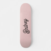 Modern Blush Dusty Roze Monogram en Naam Skateboard (Voorkant)