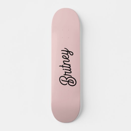 Modern Blush Dusty Roze Monogram en Naam Skateboard (Voorkant)