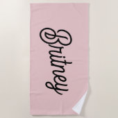 Modern Blush Dusty Roze Monogram en Naam Strandlaken (Voorkant)