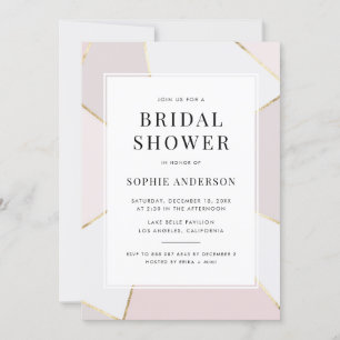 Modern Blush en Gold Foil Geometric Vrijgezellenfe Kaart