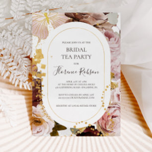 Modern Blush Floral Bridal Tea Party Kaart