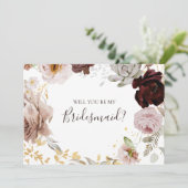 Modern Blush Floral | Bridesmaid proposal card Kaart (Staand voorkant)