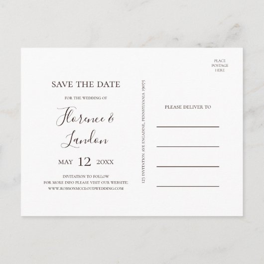 Modern Blush Floral | Briefkaart Datum opslaan (Achterkant)