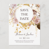 Modern Blush Floral | Briefkaart Datum opslaan (Voorkant)