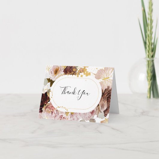 Modern Blush Floral | Hartelijk dank Bedankkaart (Voorkant)