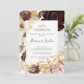 Modern Blush Floral | Laten we vieren Kaart (Staand voorkant)