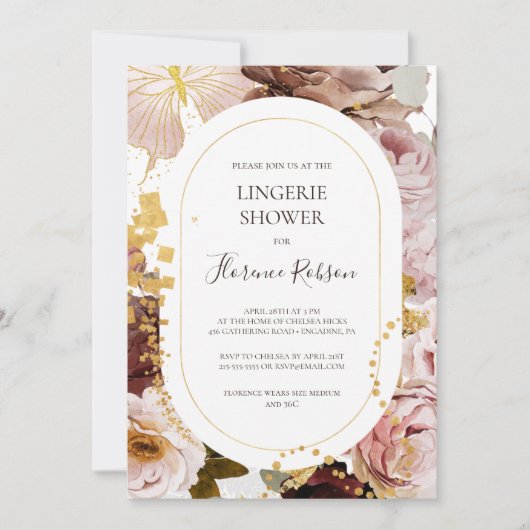Modern Blush Floral | Lingerie Shower Kaart (Voorkant)