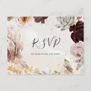 Modern Blush Floral   Marble Song Request RSVP Briefkaart