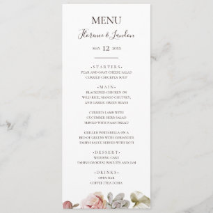 Modern Blush Floral Menu Weddenrennen