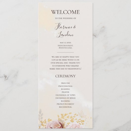 Modern Blush Floral | Programma voor Waterverf bru (Voorkant)