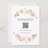 Modern Blush Floral QR Code All In One Wedding Kaart (Achterkant)