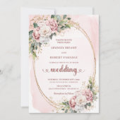 Modern Blush Floral Rose Gold Wedding Invitation (Devant)