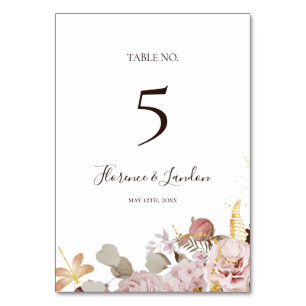 Modern Blush Floral   Tabelnummer Kaart