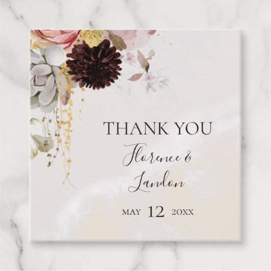 Modern Blush Floral | Waterverf Hartelijk dank Bedankjes Labels (Voorkant)