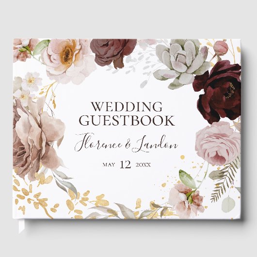 Modern Blush Floral | Weddenschap Gastenboek (Voorkant)