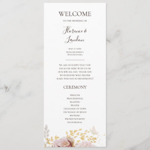 Modern Blush Floral Weddenschap-programma Programma