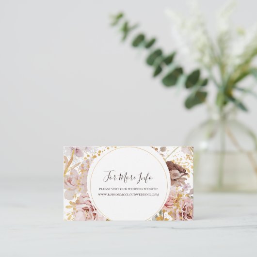 Modern Blush Floral | Weddenschap-website Informatiekaartje (Staand voorkant)