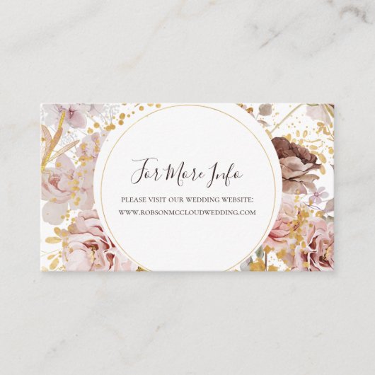Modern Blush Floral | Weddenschap-website Informatiekaartje (Voorkant)