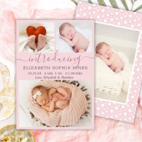 Modern Blush Girl Announcement Foto Collage