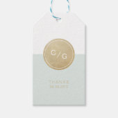 Modern blush glitter roos goud met liefde monogram cadeaulabel (Voorkant)