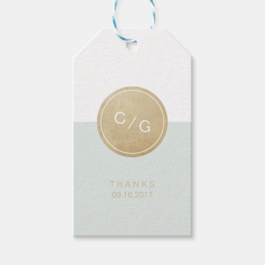 Modern blush glitter roos goud met liefde monogram cadeaulabel (Voorkant)