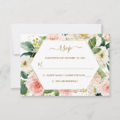 Modern Blush Gouden Bloemen Waterverf Trouwen RSVP (Voorkant)