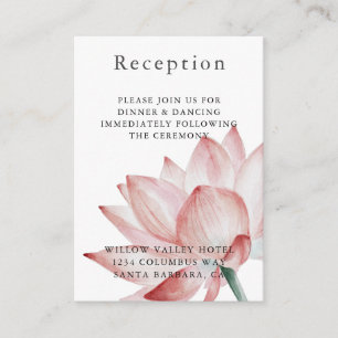Modern Blush Lotus Flower Wedding Reception Informatiekaartje