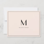 Modern Blush Minimalist monogram flat Bedankkaart (Voorkant)